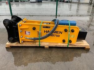 UNUSED Hanmen HMB-750 Hydraulic Breaker To Suit 8T-12T (50mm Pins) c/w Pipes & Chisel