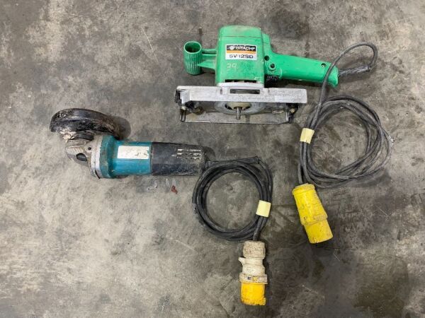 Makita 110v 115ml Angle Grinder & Hitachi SV125D 110V Planer