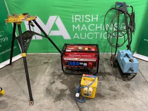 UNRESERVED Petrol Generator, 3KVA Transformer, Pressure Washer & Pipe Vice Tripod