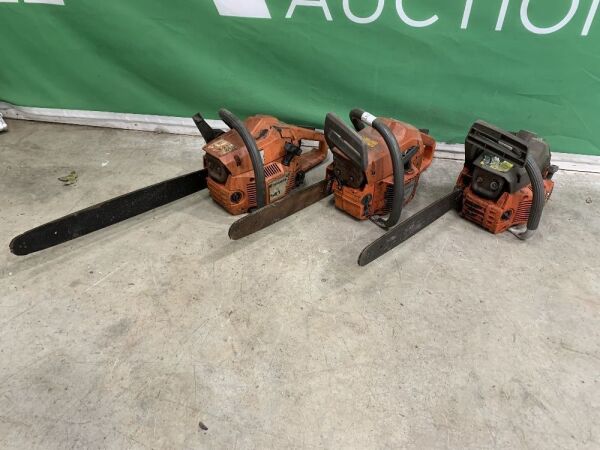 3x Husquvarna Petrol Chainsaws for Parts or Repair