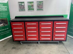 UNRESERVED/UNUSED Steelman 20 Drawer 7ft Workbench