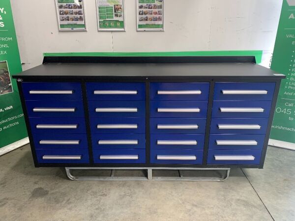 UNRESERVED/UNUSED Steelman 20 Drawer 7ft Workbench