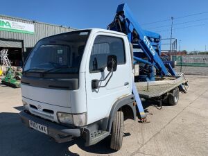 UNRESERVED 2003 Nissan Cabstar c/w 2002 CTE Z20 Rotating Cherry Picker (Non-Runner)