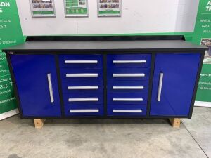 UNRESERVED/UNUSED Steelman 10 Drawer & 2 Cabinet 7ft Workbench