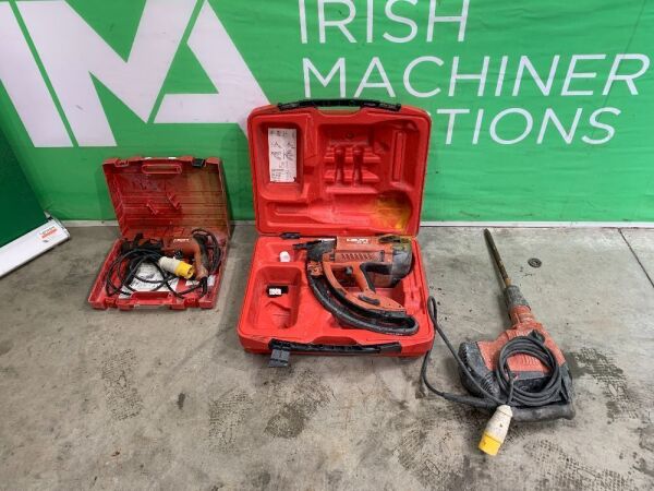 UNRESERVED Hilti GX100 Cordless Nail Gun, Hilti 110v Hammer Drill & Hilti TE60 110v SDS Drill