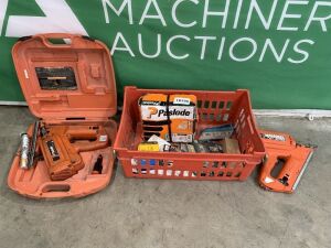 2 x Paslode Nail Guns & Paslode Nails In Crate