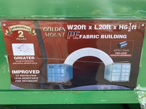 UNRESERVED NEW/UNUSED 2020 Golden Mount 20FT x 20FT x 6.5FT Container Dome Shelter