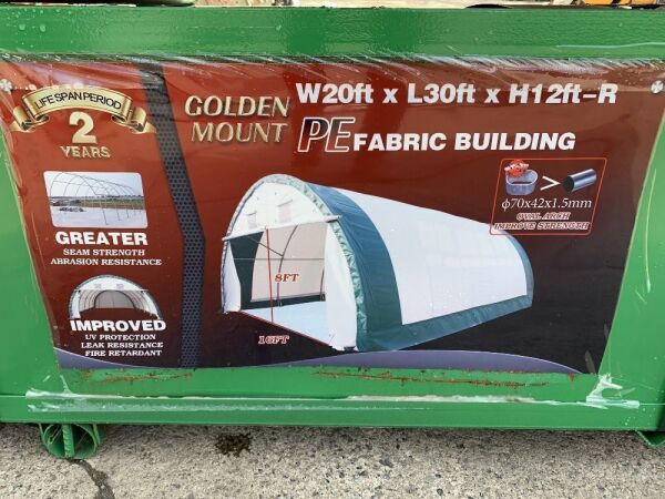 UNRESERVED NEW/UNUSED 2020 Golden Mount 20FT x 30FT x 12FT Dome Storage Shelter