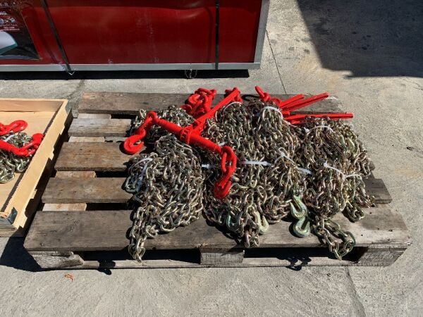 UNRESERVED 5 x Sets Of Tie Down Chains & 5 x Chain Bangers