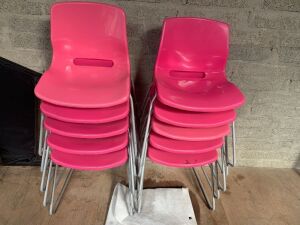 10 x Pink Plastic Stacking Chairs