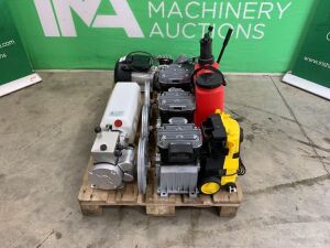 Pallet To Contain 3 x Compressor Pumps - Hydraulic Motor - Power Washer & Sprayer