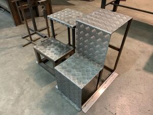 2 x Chequer Plated Steel Steps