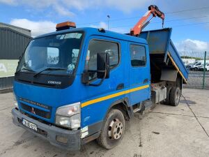 UNRESERVED 2009 Mitsubishi Canter 6C15GW Euro 4 Crew Cab Tipper c/w Palfinger PK2900 Ext Crane