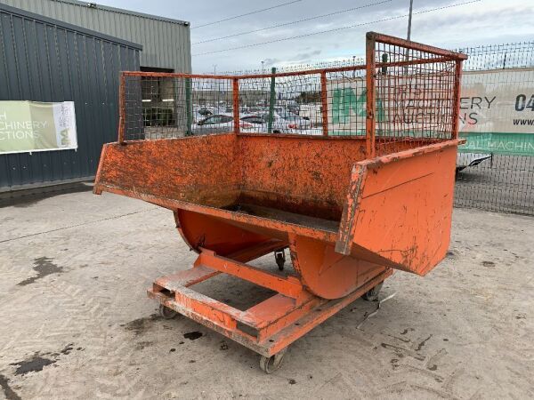 DRE High Mesh Sided 2T Tipping Skip To Suit Forklift/Teleporter