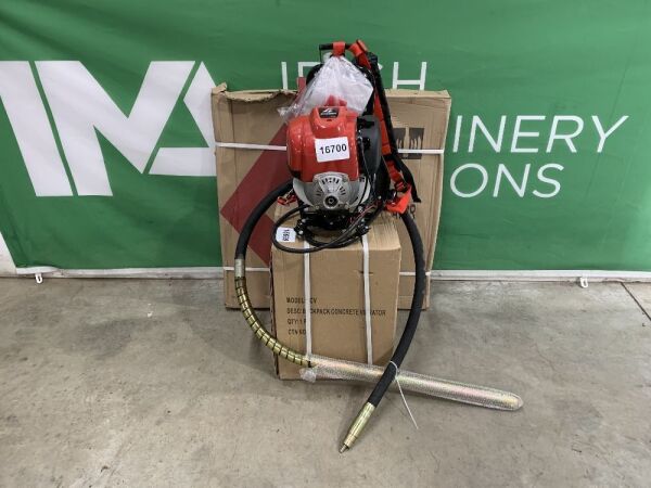 UNRESERVED New 2020 Concrete Poker 2.5M Hose & 4 Stroke Petrol Back Pack