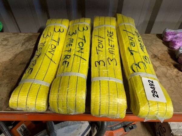 4 x Yellow 3T/3M Lifting Slings