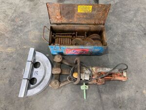 UNRESERVED Pipe Former 1.5 Copper Slide, Machinery Skates & 110V Rebar Bender