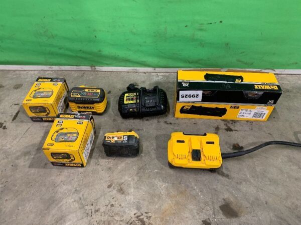 4 x Dewalt Batteries - 2 x Dewalt Chargers - Dewalt Cjopsaw Adaptor