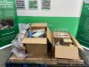 2 x Pallets To Include Three Cardboard Boxes Of Contents Containing: Shock Absorbers, Rear Light - Lenses, Radiator, Steering Column Componants & Much More