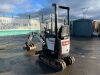 2017 Bobcat E10 Zeo Tail 1T Mini Excavator c/w 2 x Buckets - 13