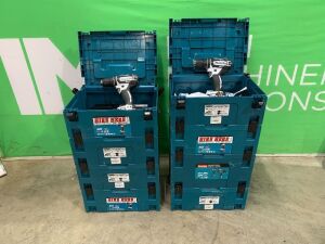 UNRESERVED 8 x Makita 18V Cordless Combi Drills In Cases