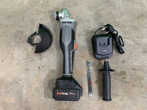 NEW/UNUSED Mixtovel 20V Cordless Angle Grinder c/w Battery & Charger