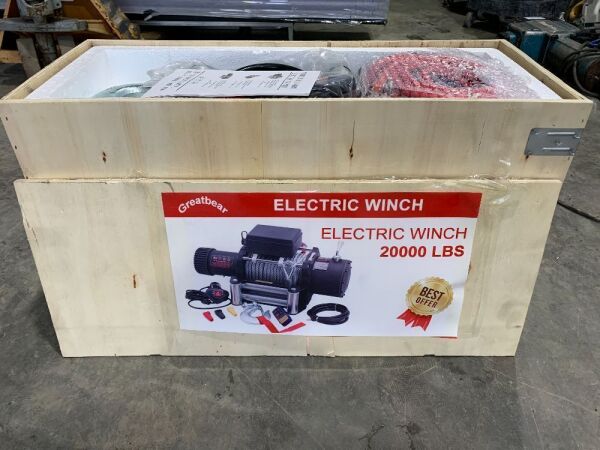 UNRESERVED NEW/UNUSED Greatbear 20,000LBS Electric Winch c/w Controls