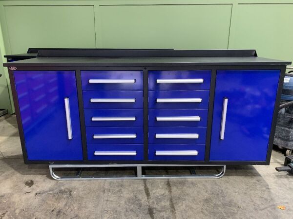 UNRESERVED NEW/UNUSED Steelman 7FT Portable Work Bench c/w 10 x Drawers