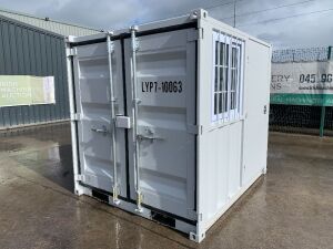 UNRESERVED/UNUSED Portable Double Door 7FT Container c/w Door & Window