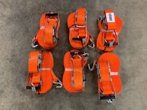 6 x 5T/12M Orange Ratchet Straps