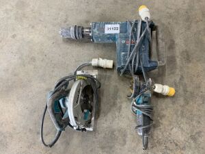 UNRESERVED 2020 Bosch GSH11 110V Demolition Drill, Makita Skill Saw & Makita Mini Grinder