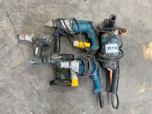 UNRESERVED Makita Angle Grinder, 2x Makita Hammer Drills, Metabo Drill & Hitachi Drill