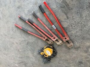 UNRESERVED 3x Bolt Cutters & 1x 1T Chain Hoist