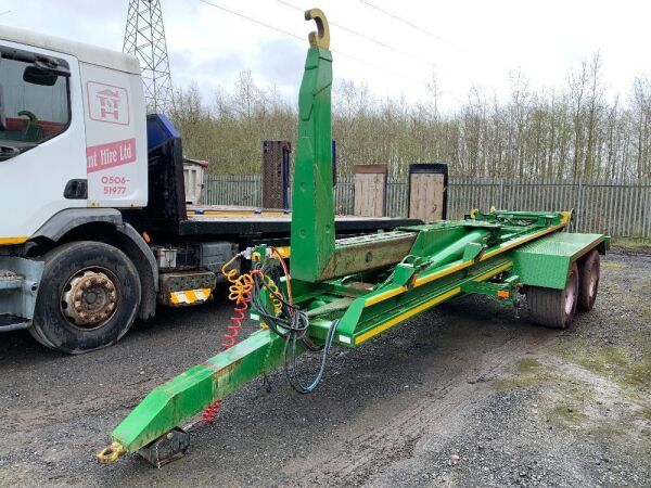 UNRESERVED Green Twin Axle Roll On Roll Off Hook Skip Trailer c/w Skip Clamps & Air Brakes