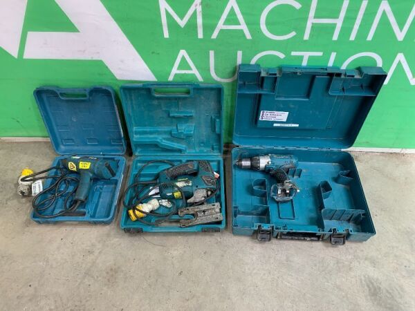 UNRESERVED Makita 110V Jigsaw, Makita Cordless Drill & Makita Heat Gun