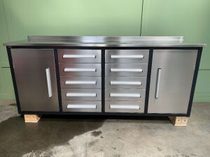 UNRESERVED/UNUSED Steelman 7FT Workbench c/w 2 x Cabinets & 10 x Drawers