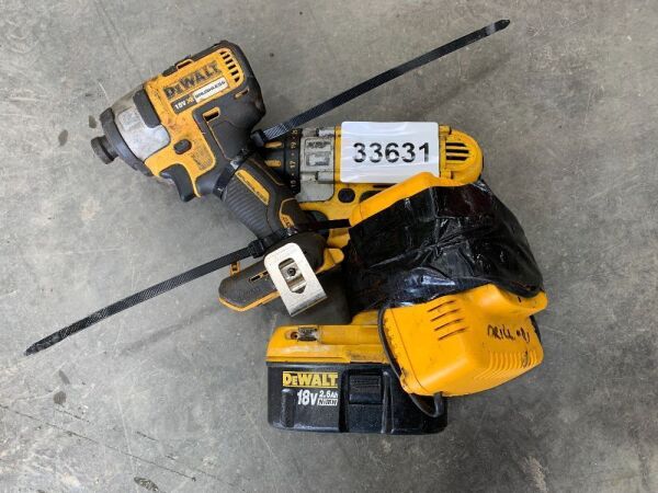 UNRESERVED Dewalt 18V Cordless Drill & Screwdriver c/w Batter & Charger