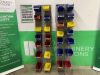 28 x Plastic Storage Linbins & 2 x Wall Racks