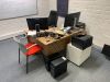 UNRESERVED LIQUIDATION ENTRY: Large Selection of Office Furniture and IT Equipment to include: - Approx 12 White Office Desks some with Pedestals, 2 x Coner Office Desks, Approx 9 x Office Swivel - Chairs, Approx 13 x Acer and Dell Monitors and Keyboards, - 10