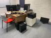 UNRESERVED LIQUIDATION ENTRY: Large Selection of Office Furniture and IT Equipment to include: - Approx 12 White Office Desks some with Pedestals, 2 x Coner Office Desks, Approx 9 x Office Swivel - Chairs, Approx 13 x Acer and Dell Monitors and Keyboards, - 11