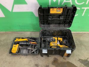 UNRESERVED Dewalt XR 54V Cordless Hammer Drill c/w 2 x Batteries & Charger & Chisels