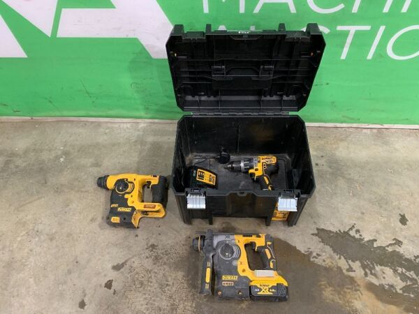 UNRESERVED Dewalt XR 18V Cordless Hammer Drills (x2) & 18V Cordless Drill & Charger