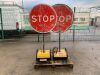 UNRESERVED PIKE Robo Sign Remote Control Rotating Traffic Control Units c/w Charger & Contoller