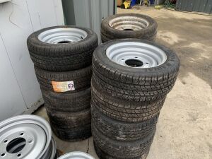 Selection of 15x Various Trailer Tyres & Rims to Include Approx 9x New Tyres