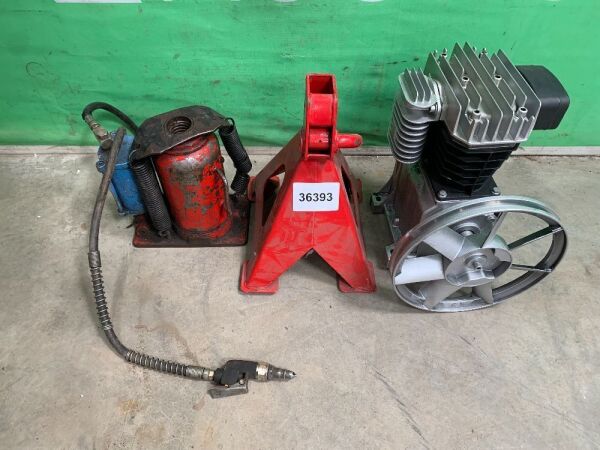 6T Axle Stand, Compressor Pump & 20T Air Bottle Jack