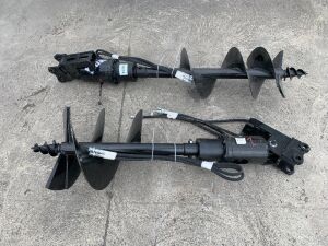 NEW/UNUSED 2 x MIVA Hydraulic Rod Augers To Suit 1T -3T Excavator (30cm - 40m)