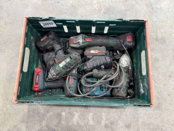 Box Of Tools, Impact Gun & Angle Grinder