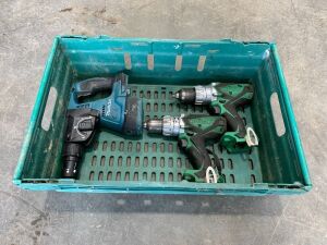 UNRESERVED 2 x Hitachi Cordless Drills & Makita Cordless Drill