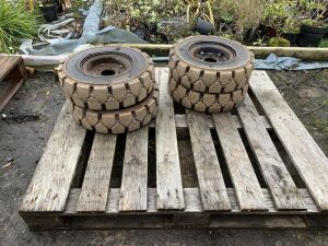 4 x Narrow Access Stingray 5.00 x 8 Sold Tyres & Rims To Suit Mini Skid Steer 