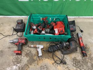 UNRESERVED Selection Of Assorted Milwaukee Cordless Impact Guns, Chargers & Battery